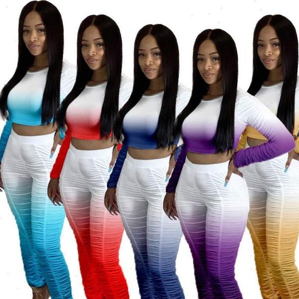 

women tracksuit two pieces set long pleated sleeve pleated pants 2 pieces set pleated trousers sports suit outdoor wear, Gray