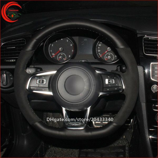 

hand-stitched leather car steering wheel cover for vw arteon (r-line) 2017-2019