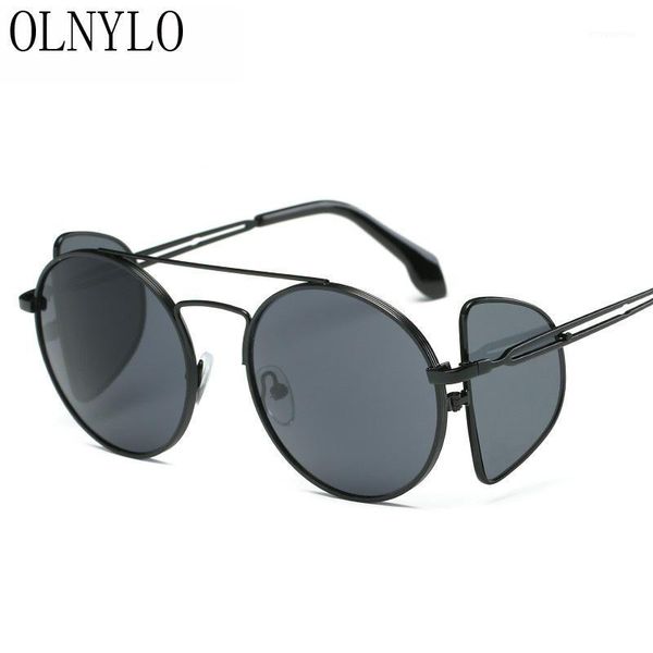 

new round frame mirror sunglasses fashion lady outdoor drivers black sun glasses brand gafas eyeglasses1, White;black