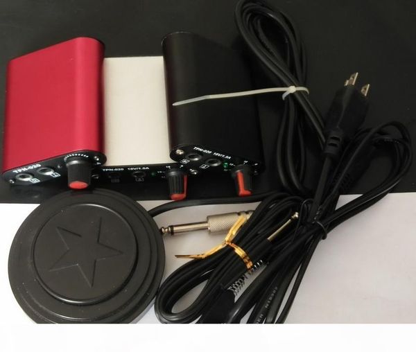 

pro round black star yinyang tattoo foot pedal switch +tattoo power supply+tattoo clip cord for tattoo power supply set kit