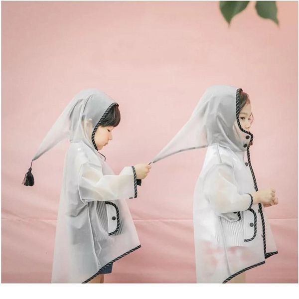 

wholesale custom good quality fashion kids half transparent clear plastic raincoats wholesal bbywwv