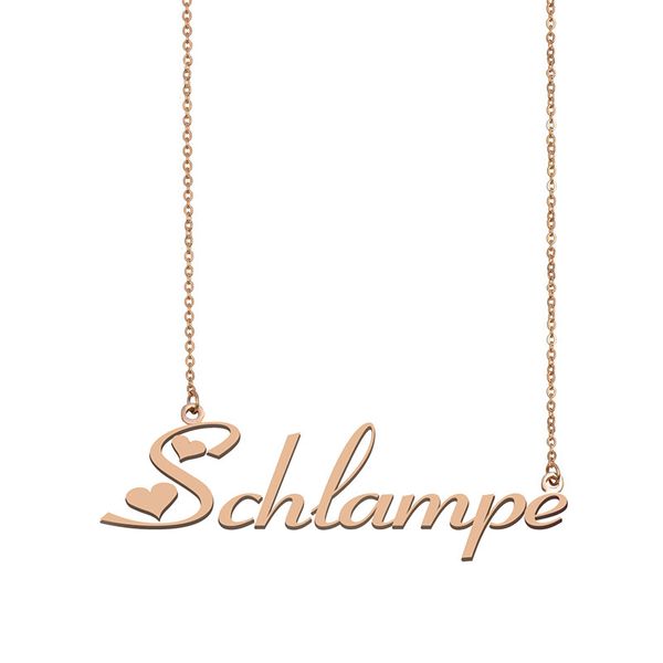 

schlampe name necklace custom nameplate pendant for women girls birthday gift kids friends jewelry 18k gold plated stainless steel, Silver