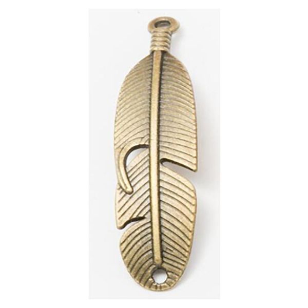 

10pcs 14x57mm feather bracelet necklace connector gold bronze pendant charms for diy jewelry making handmade crafts accessories h wmtpwn