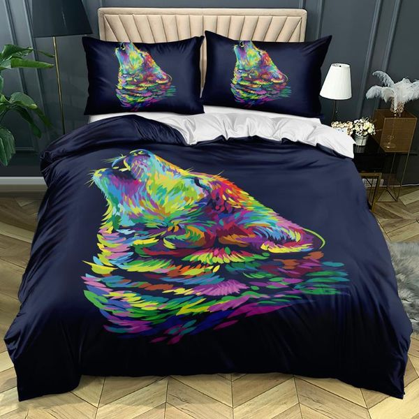 

bedding sets 3d white quilt cover design animal comforter covers pillow king  super twin size 160*200cm wolf bedclothes