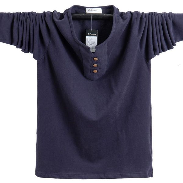 

новые осенние мужские футболки мода 2021 slim fit с длинным рукавом хлопчатобумажная футболка мужская кнопка топы повседневная мужская одежд, Black