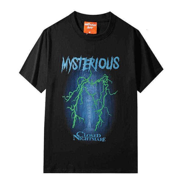 

summer 200g 2021 cotton national trend hip hop short sleeve men's fashion brand loose oversize t-shirt half shirt, Black