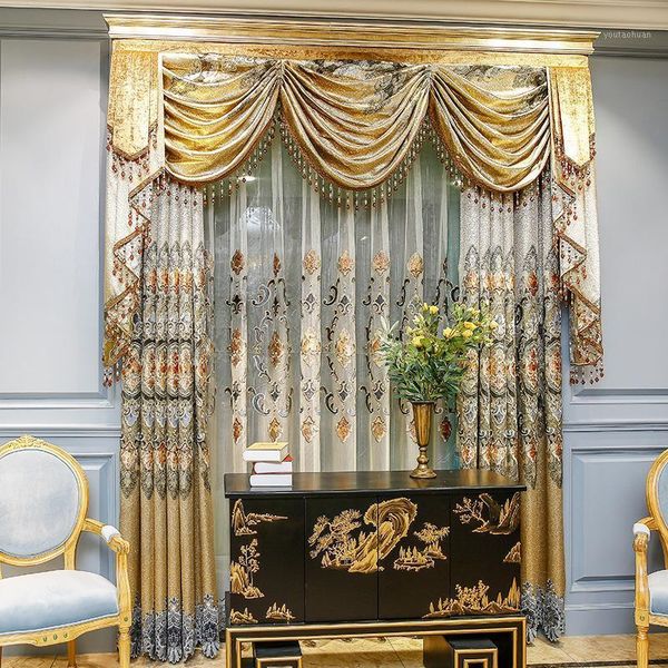 

curtain & drapes classic european luxury embroidery stitching curtains for living dining room bedroom1