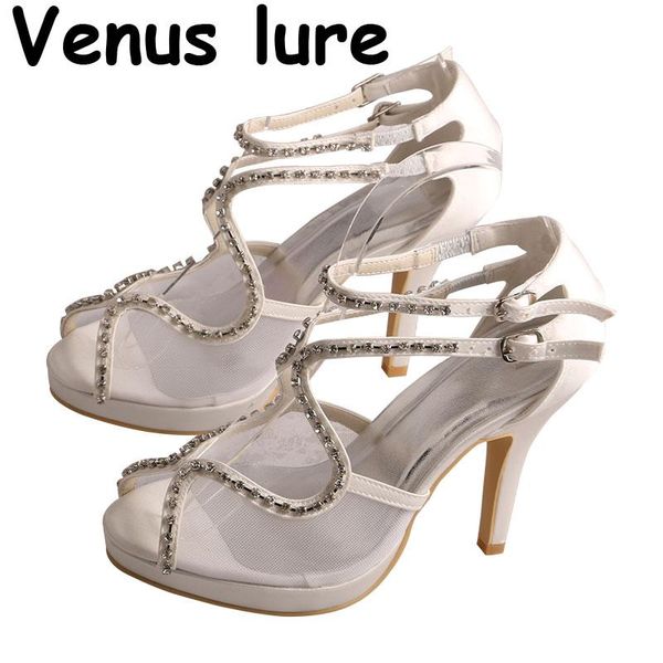 

sandals wedopus gladiator heels ivory for wedding rhinestone size 6, Black