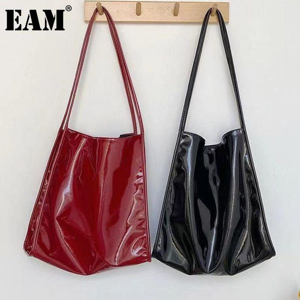 

cross body [eam] women glossy patent leather literary simple personality all-match crossbody shoulder bag fashion tide 2021 18a1701