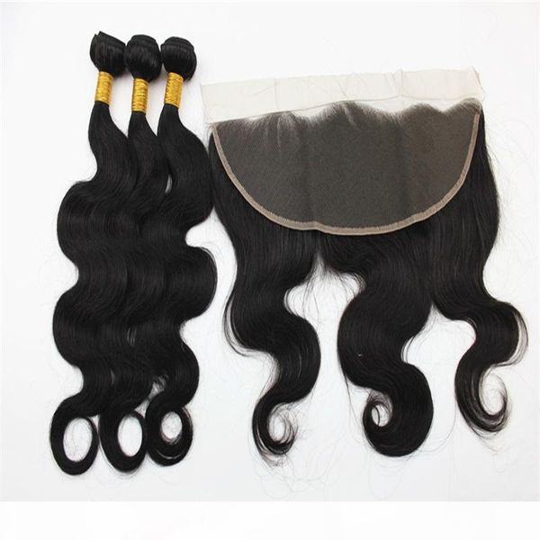 

50g one bundle body wave hair bundles with 13x4 closure ear to ear remy hair 100% brazilian indian human hair black color