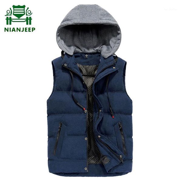 

men's vests men's hooded big size 4xl sleeveless autumn winter warm vest jackets men fashion windbreaker outwear male waistcoat1, Black;white