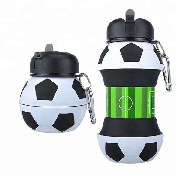 Futebol de água de plástico estilo de garrafa de água estendido Breve drinkware BPA livre portátil de vazamento copo eco-amigável para adulto garoto 550ml y200106