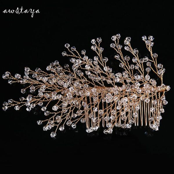

gold vintage crystal wedding hair comb hair jewelry rhinestones women head jewelry bride accessories, Golden;silver