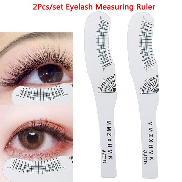 

2pcs eyelash measuring ruler eyelashes length curling degree ruler lashes symmetrical positioning extension tool new