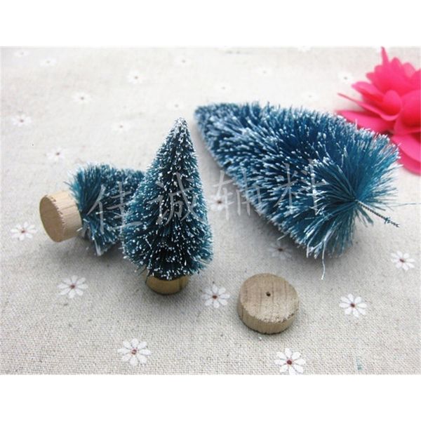 

sisal decorate mini silk christmas tree cedar with blue green white small christmas tree table ornament 3-23cm