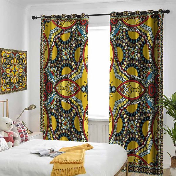 

thermal insulated room darkening window shade middle orient design different floral swirl detailed image artwork curtain