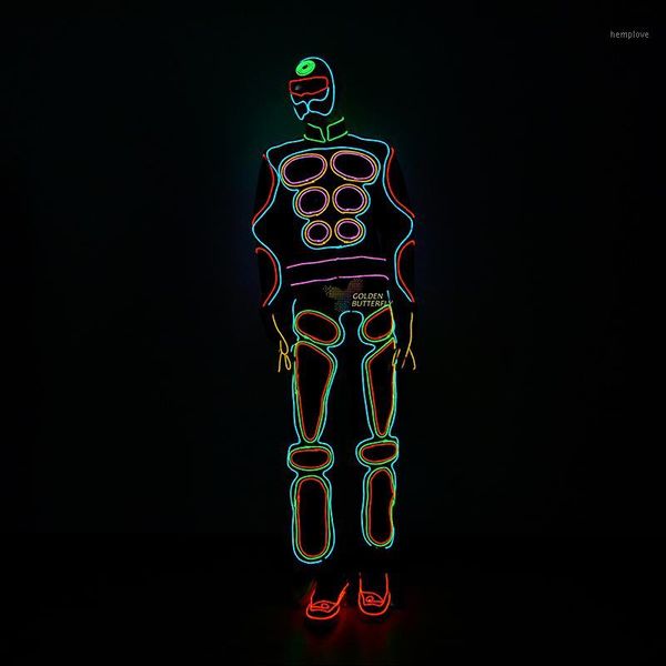 

el suit cold light glowing clothing 2020 led fashion costumes luminous scintillation costumes men el clothes dance accessories1, Black;red