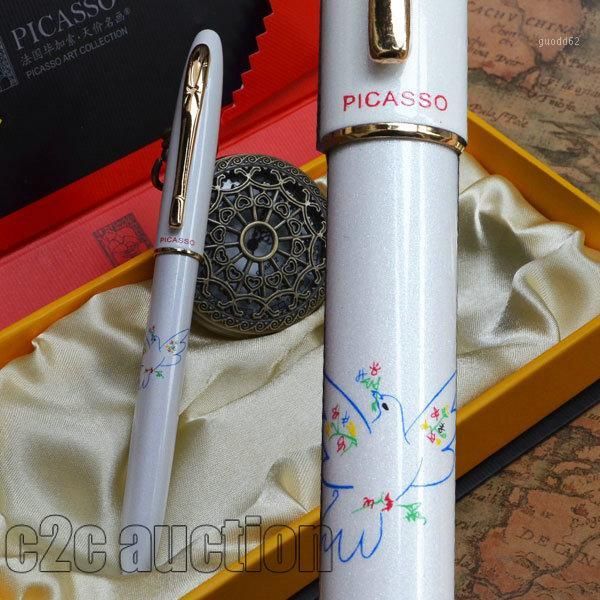 

picasso 606 elegant white and golden dove of peace roller ball pen1, Blue;orange