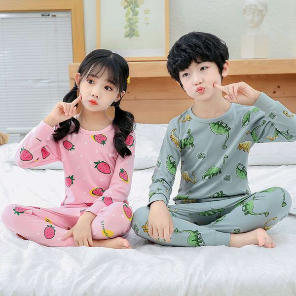 

pure middle autumn baby trousers set and large children's cotton warm underwear boys' cloth girls' pajamas, Blue;red