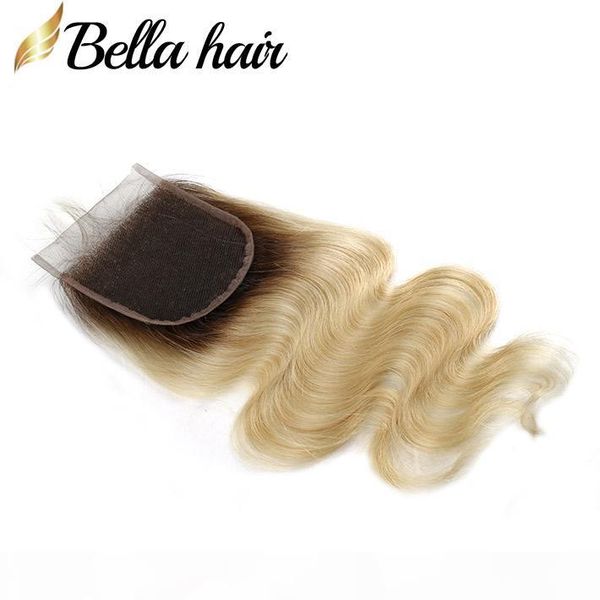 

brazilian virgin hair blond lace closures 4x4 body wave human hair closure 1b 613 part closures pre plucked bella hair, Black;brown