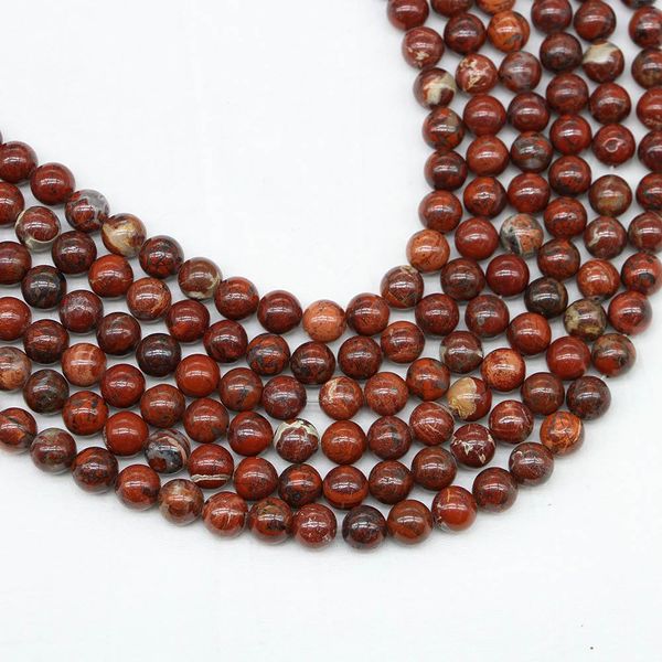 

1strand lot natural stone red brecciated jaspers bead round gem loose spacer beads for jewelry making findings diy bracelet gift h jllazc