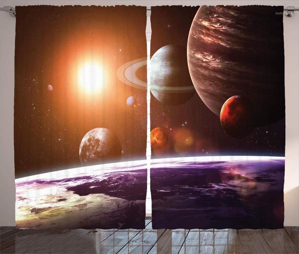 

galaxy curtains space theme view of the planets from earth science room art with sun and moon living room bedroom window drapes1