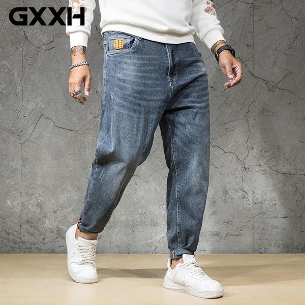 

men's jeans mens 2021 plus size gxxh brand denim pants male fashion blue baggy loose large 42 44 46