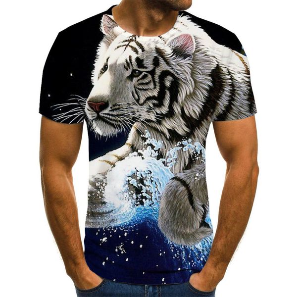 

summer 2020 new 3d printed t shirt animal print men's t shirts print casual t-shirt o-neck hip hop short sleeve size 110-6xl, White;black