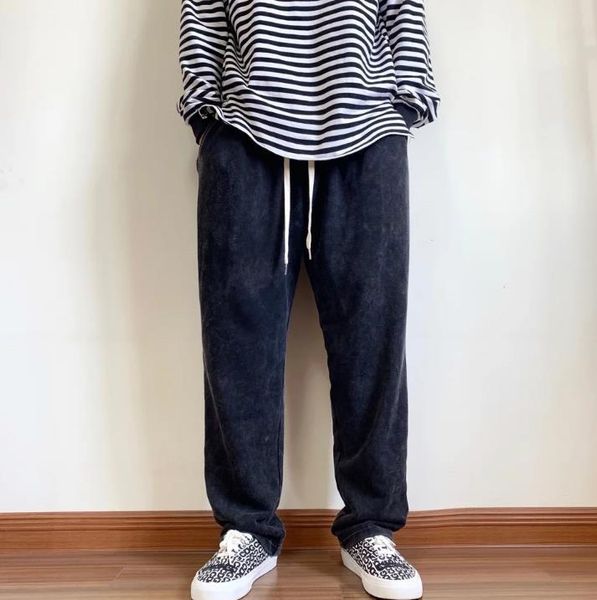 

men's pants elastic waist sweatpants casual hip hop straight loose men fashion slacks tide trousers mens male bottoms plus size, Black