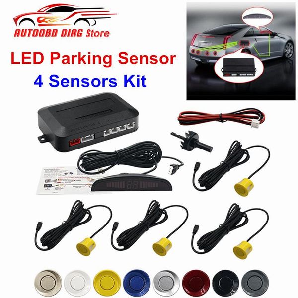 

auto car led parking sensor kit 4 sensors 22mm backlight display reverse backup car parking radar monitor detector system 12v