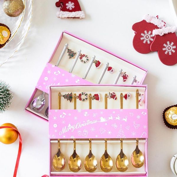 

stainless merry spoons new year 2021 xmas party tableware ornaments christmas decorations for home navidad noel gift