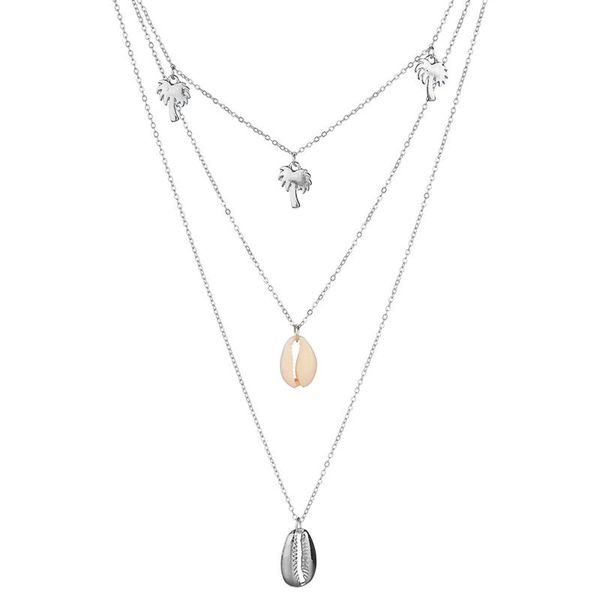 

vintage sea beach shell presentsnecklace для женщин ювелирных изделий многослойное ожерелья себе кокосовое дерево ожерелье se200027 qylmdd, Silver