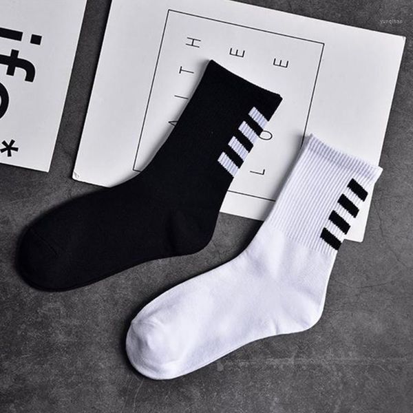

fashion men socks new men's tube socks trend cotton version tide horizontal bar personality tide alphabet stripes1, Black