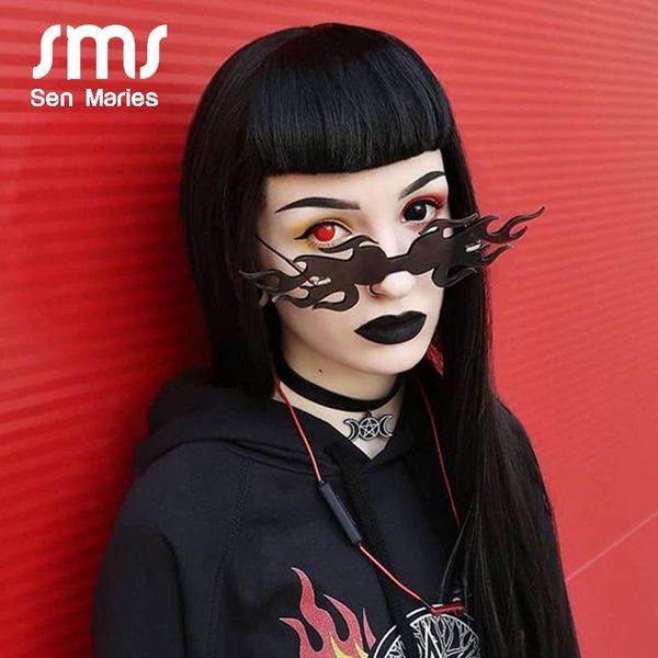 

sunglasses fashion big fire wave flame women men 2021 oversized rimless sun glasses eyewear luxury punk gafas de, White;black