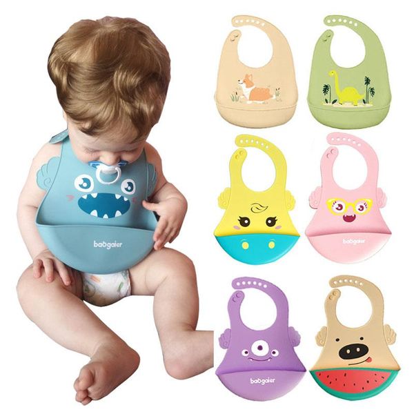 

hair accessories baby bibs waterproof silicone grade drool for children aprons kid feeding saliva towel bib adjustable, Slivery;white