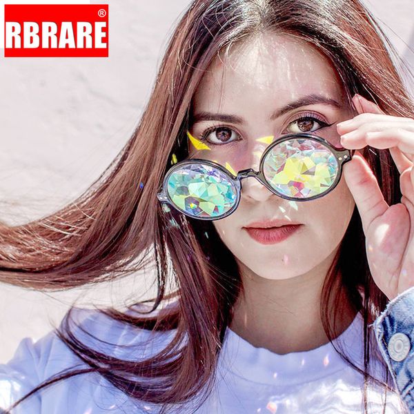 

fashion round glasses rave mosaic crystal sunglasses club party psychedelic prism diffracted lens sun glasses carnival, White;black
