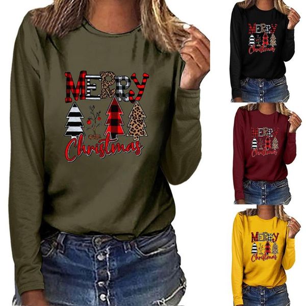 

#r40 harajuku plus size tee blouse merry christmas print blouses women casual long sleeve o neck pullover blouse, White