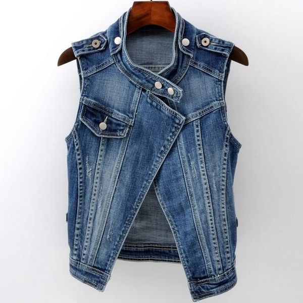 

plus size 4xlcotton women's denim vest casual short slim waistcoats jeans sleeveless tank 1, Black;white