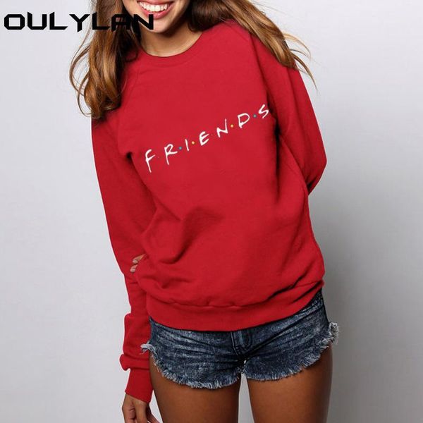 

oulylan women letters friends print long sleeve sweatshirt ladies pullover autumn plus size s m  xl xxl1, Black