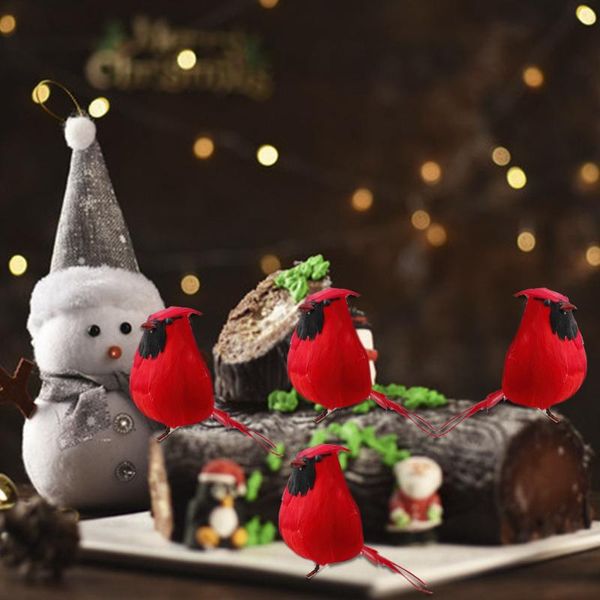 

artificial bird 8pcs realistic cute fat cardinal clip on christmas tree ornament door decoration with alligator clip red feather