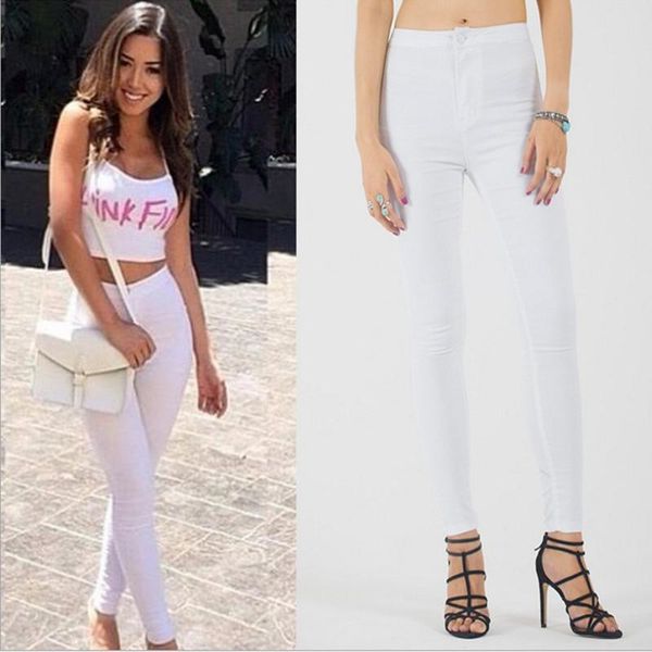 

women's jeans white women casual stretchy skinny denim pencil pants capris female trousers streetwear, Blue