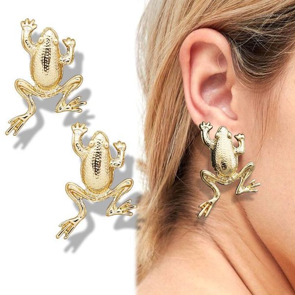 

stud tribal fairytale big detailed frog animal toad art deco ear studs gold earrings plug jewelry fancy dress costume gothic1, Golden;silver