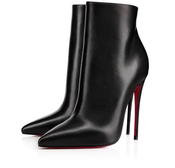 

[original box] winter women's pointed toe red bottom ankle boots so kate booty high heels elegant brands lady booties party dress 43, Black