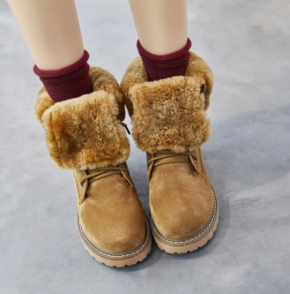 

2020 новая натуральная кожа snow boots женщина зима boots 2020 зима женской обувь pig split дама платформа добычи, Black
