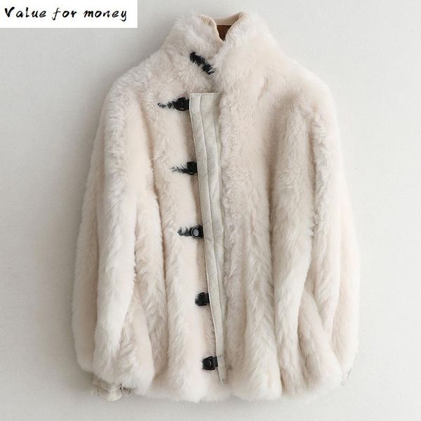 

fur real coat female wool jacket autumn winter coat women clothes 2021 korean vintage sheep shearling manteau femme zt4100, Black