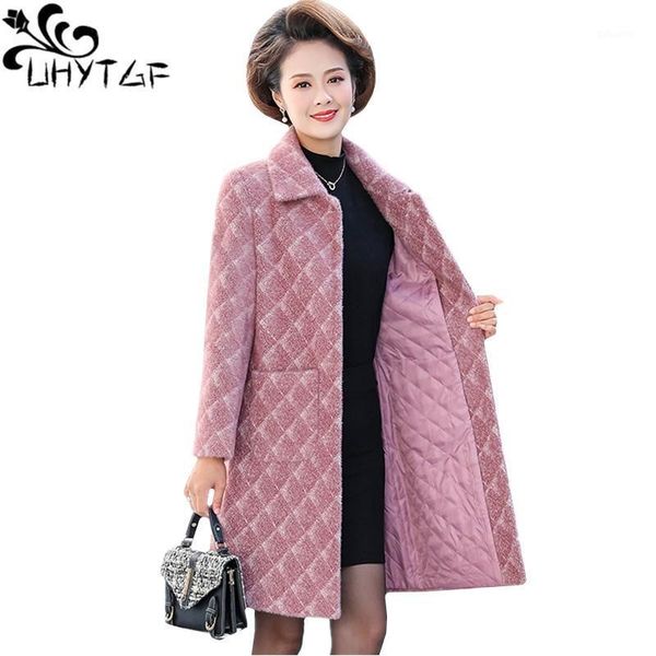 

uhytgf elegant mother autumn winter wool coat imitation mink velvet casual warm female jacket thick loose plus size outwear 18511, Black
