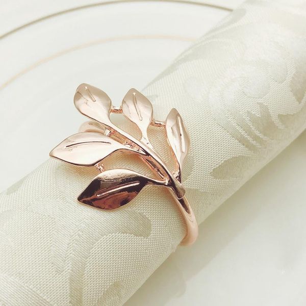 

6/10pcs leaves napkin rings gold silver metal napkin holder for wedding party banquet baptismal shower dining table decor q sqchnh
