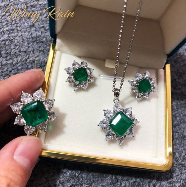 

necklace/earrings/rings qgemstone 925 wong 100% rain sterling vintage silver emerald cocktail wedding jewelry sets wholesalew