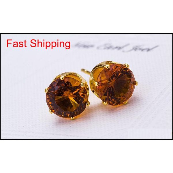 

stud earrings wholesale fashion round favorite design 18 k gold plated studded candy crystals cz diamond stud qylwxt nana_shop, Golden;silver