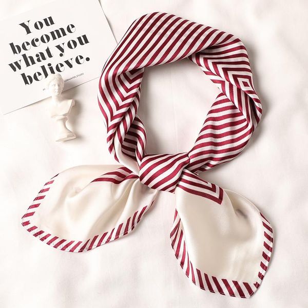 

women square scarf fashion silk feeling striped print neckerchief hair bag decorative scarves band office femal scarfs 2020 wmtmsm bdesybag, Blue;gray